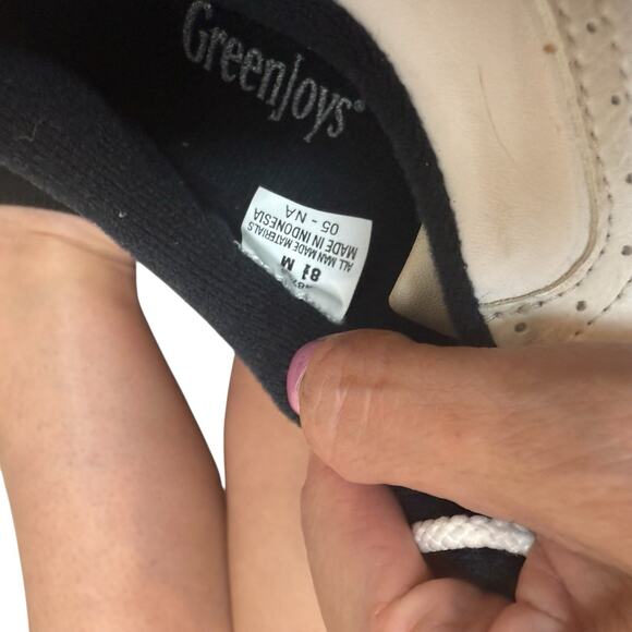 Footjoy Womens Golf Shoes Size 8.5m Greenjoys Soft Spikes Logo Lace Up White - Picture 11 of 11